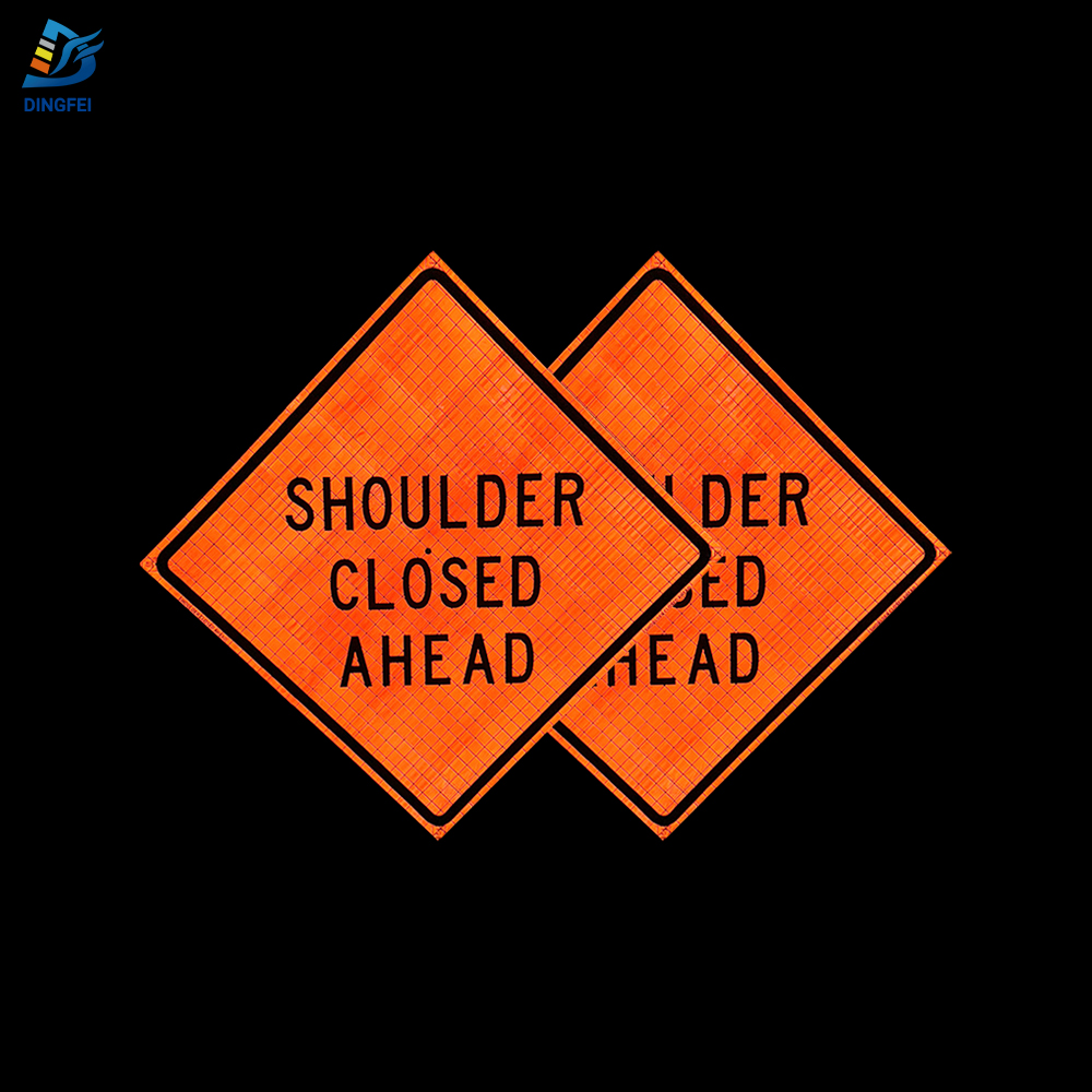 48 Inch Reflective Shoulder Closed Ahead Roll Up Traffic Sign - 